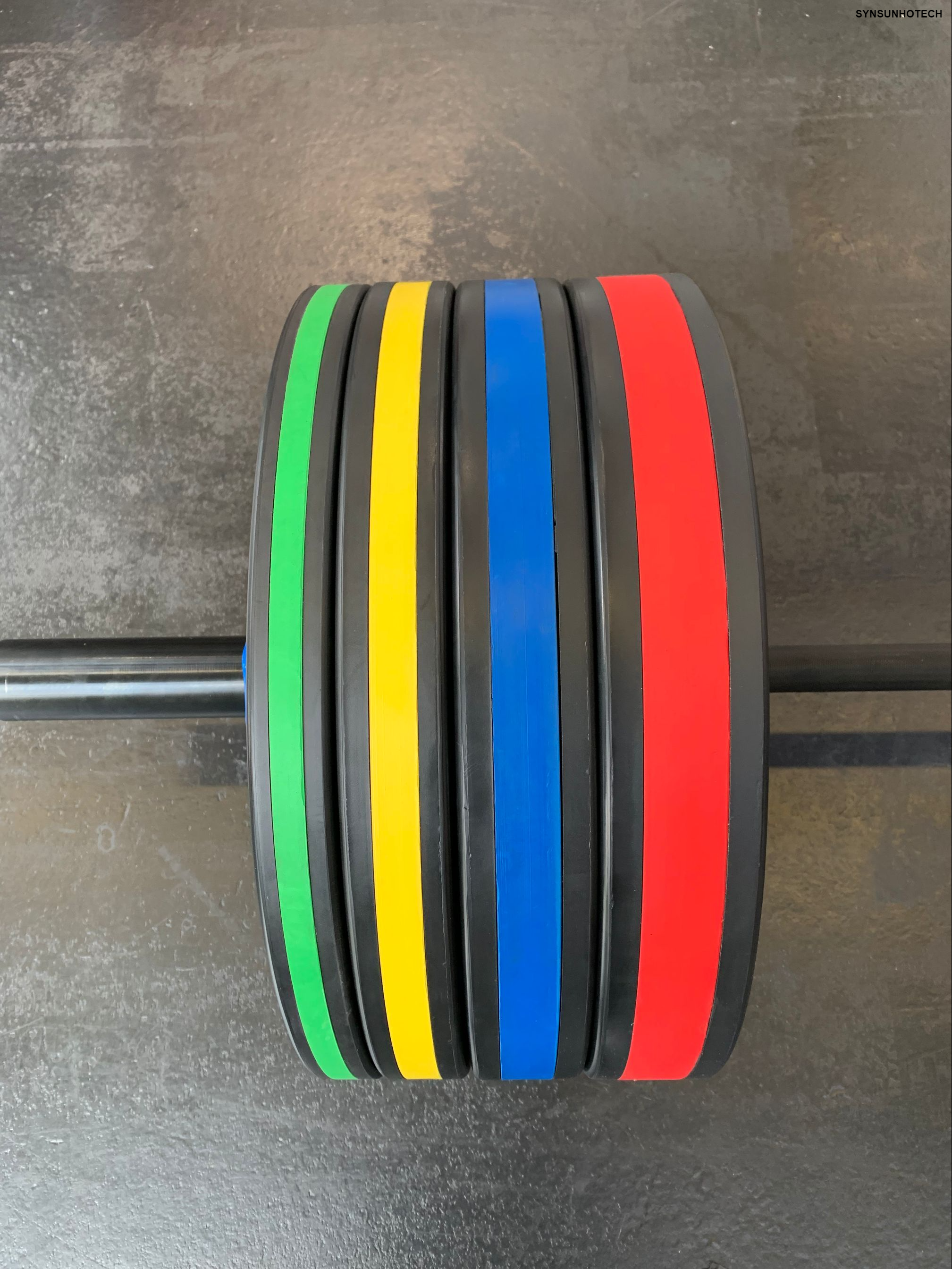 Black Weightlifting Rubber Plate With Colour Strip 